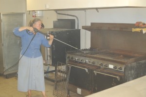 Trisha attacking the stove!