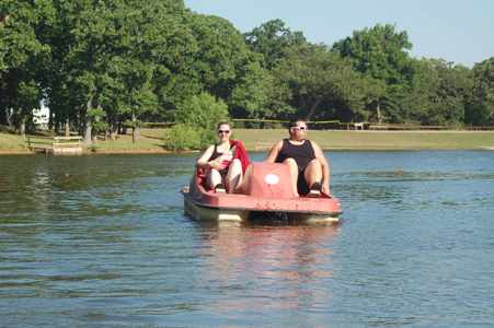 Daniel, Stacie and Alexis enjoying the pedal boat!